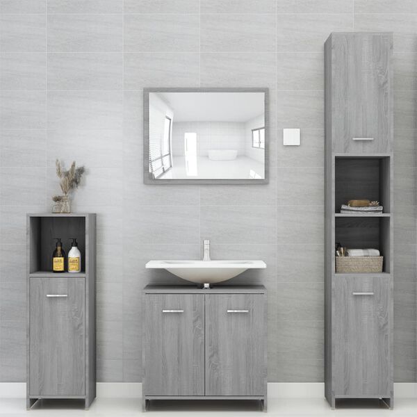 vidaXL Armoire de bain Sonoma gris 30x30x95 cm Bois d'ing&eacute;nierie