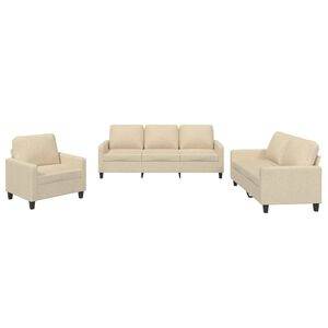 vidaXL Ensemble de canap&eacute;s 3 pcs avec coussins Cr&egrave;me Tissu