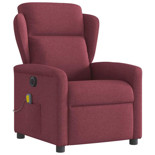 vidaXL Fauteuil de massage inclinable &eacute;lectrique Rouge bordeaux Tissu