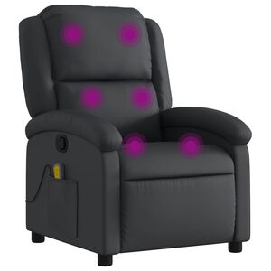 vidaXL Fauteuil de massage inclinable noir cuir v&eacute;ritable