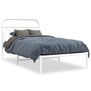 vidaXL Cadre de lit m&eacute;tal sans matelas et t&ecirc;te de lit blanc 100x190 cm