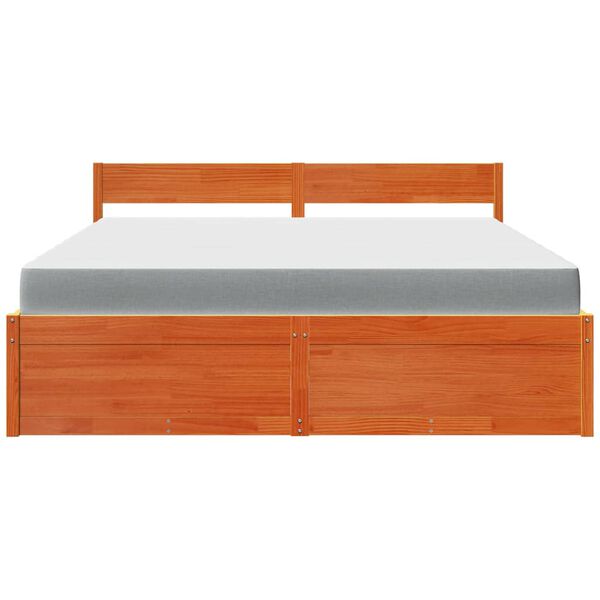 vidaXL Lit avec tiroirs/matelas cire marron 180x200 cm bois massif pin