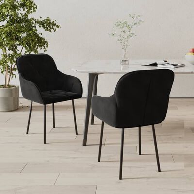 vidaXL Chaises à manger lot de 2 Noir Velours