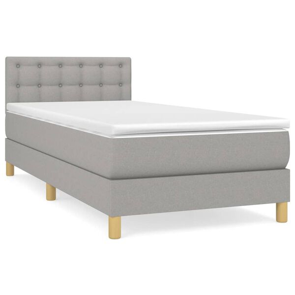 vidaXL Sommier &agrave; lattes de lit et matelas Gris clair 90x190 cm Tissu