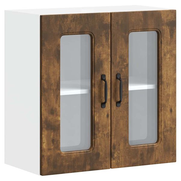 vidaXL Armoire murale de cuisine avec porte vitr&eacute;e "Kalmar" Ch&ecirc;ne fum&eacute; Bois d'ing&eacute;nierie