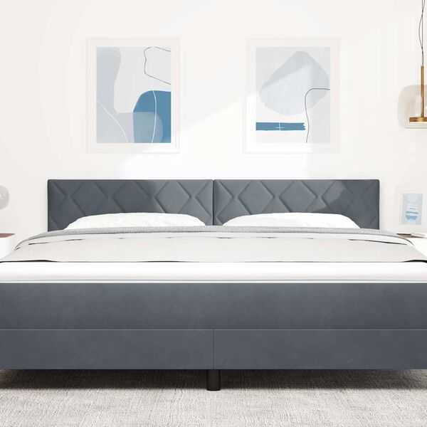 vidaXL T&ecirc;te de lit avec t&ecirc;te de lit Gris fonc&eacute; 180 cm Velours
