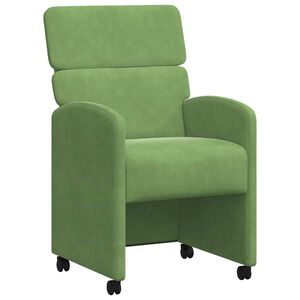 vidaXL Chaises de Salle &agrave; Manger avec Roues 2 pcs Vert clair Velours
