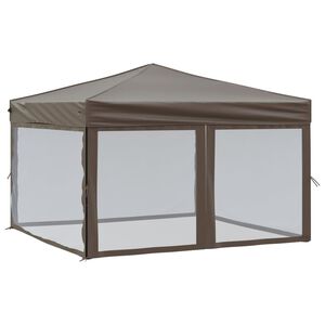 vidaXL Tente de r&eacute;ception pliable avec parois Taupe 3x3 m
