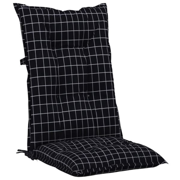vidaXL Coussins de chaise jardin &agrave; dossier haut lot de 2 carreaux noir