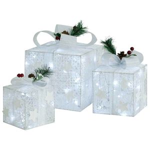 vidaXL Bo&icirc;tes-cadeaux de No&euml;l d&eacute;coratives 3 pcs Ext&eacute;rieur Int&eacute;rieur