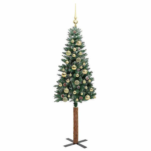 vidaXL Sapin de Noël mince avec 150 LED Vert et blanc 150 cm