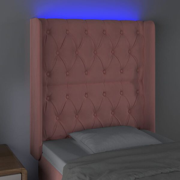 vidaXL T&ecirc;te de lit &agrave; LED Rose 83x16x118/128 cm Velours