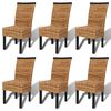 vidaXL Chaises &agrave; manger lot de 6 bois solide de manguier et abaca