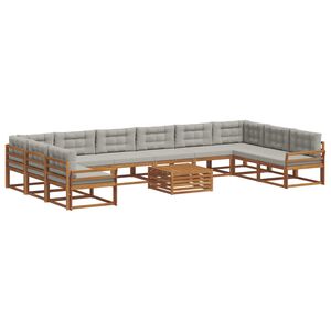 vidaXL Ensemble de canap&eacute;s d'ext&eacute;rieur 11 pcs Gris Naturel et Clair