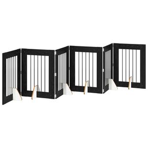 vidaXL Porte de chien pliable avec supports 6 pc Ch&ecirc;ne noir 362 cm