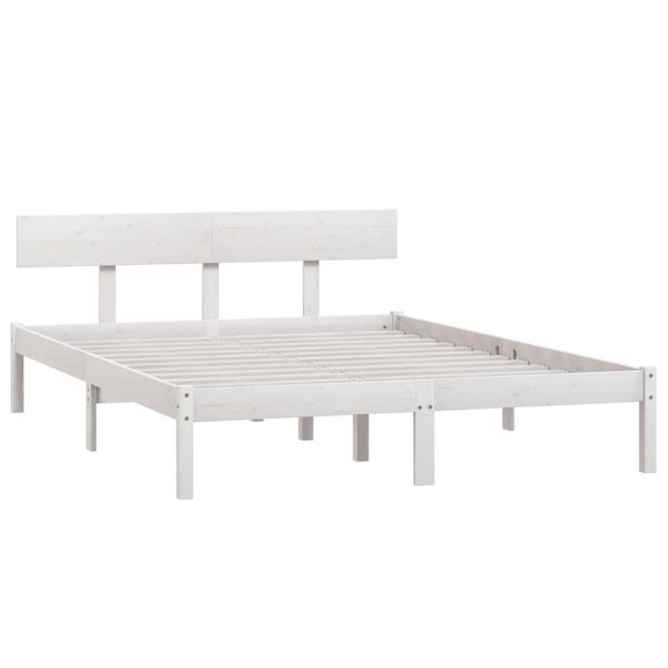vidaXL Cadre de lit sans matelas blanc bois massif