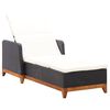 vidaXL Chaise longue R&eacute;sine tress&eacute;e et bois d'acacia massif Noir