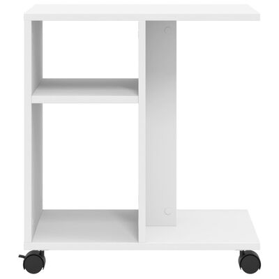 vidaXL Table d'appoint avec roues blanc 50x30x55 cm bois d'ingénierie