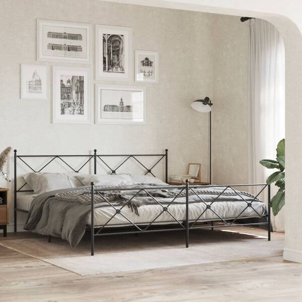 vidaXL T&ecirc;te de lit de remplacement m&eacute;tal noir 193 cm