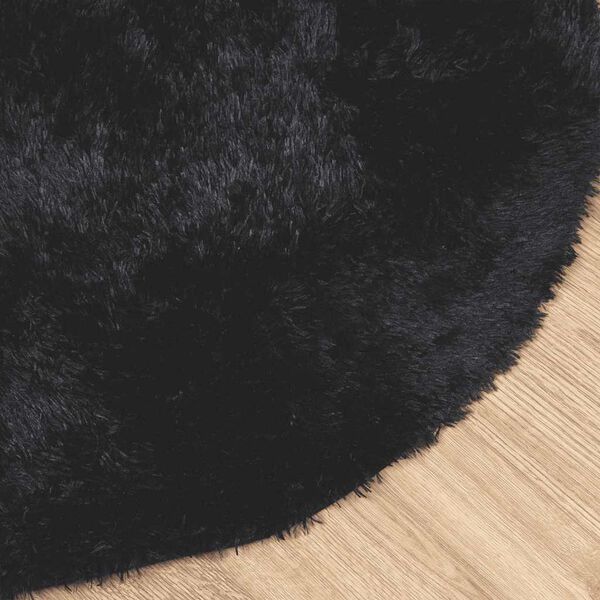 vidaXL Tapis shaggy &agrave; poils longs NAVARRA noir 120x120 cm polyester