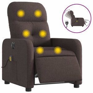 vidaXL Fauteuil de massage inclinable &eacute;lectrique Marron fonc&eacute; Tissu