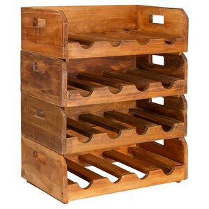 vidaXL Casiers &agrave; bouteilles 4pcs de 16 bouteilles bois d'acajou massif