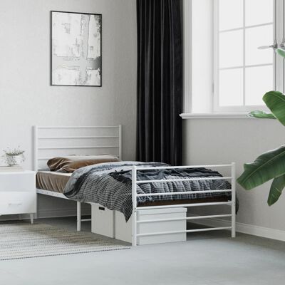 vidaXL Cadre de lit métal sans matelas et pied de lit blanc 100x200 cm