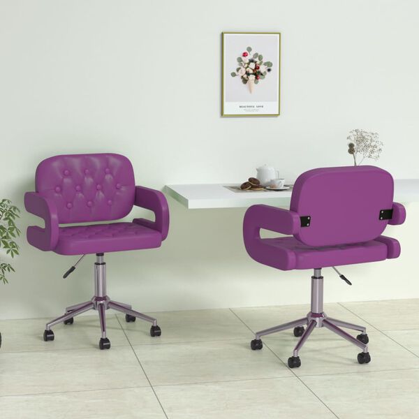vidaXL Chaises pivotantes &agrave; manger lot de 2 violet similicuir