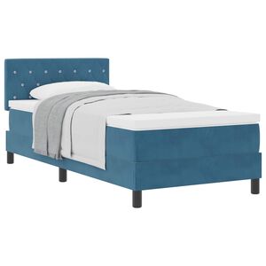 vidaXL Lit &agrave; ressorts avec matelas Bleu fonc&eacute; 90 x 200 cm Velours