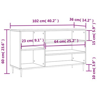 vidaXL Armoire à chaussures Chêne marron 102x36x60cm Bois d'ingénierie