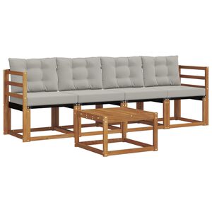 vidaXL Ensemble de canap&eacute;s d'ext&eacute;rieur 5 pc Gris Naturel et Clair