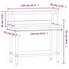 vidaXL Table de travail de cuisine avec &eacute;tag&egrave;re 110x55x120 cm inox