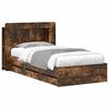 vidaXL Cadre de lit avec rangement avec tiroir Ch&ecirc;ne fum&eacute; 75 x 190 cm