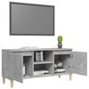 vidaXL Meuble TV avec pieds en bois massif Gris béton 103,5x35x50 cm