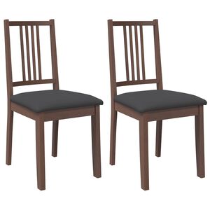 vidaXL Chaises &agrave; manger coussins 2 pcs marron bois massif caoutchouc