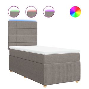 vidaXL Sommier &agrave; lattes de lit avec matelas Taupe 90x200 cm Tissu