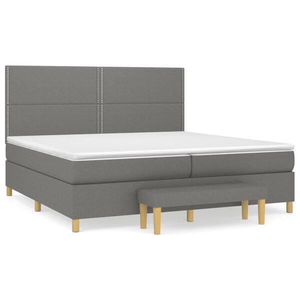 vidaXL Sommier &agrave; lattes de lit avec matelas Gris fonc&eacute; 200x200cm Tissu