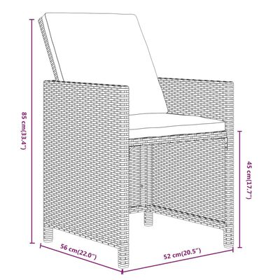 vidaXL Ensemble à manger de jardin coussins 17 pcs Résine tressée Gris