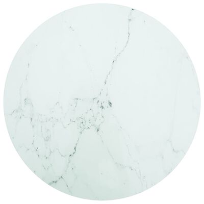 vidaXL Dessus de table blanc Ø80x1 cm verre trempé avec design marbre