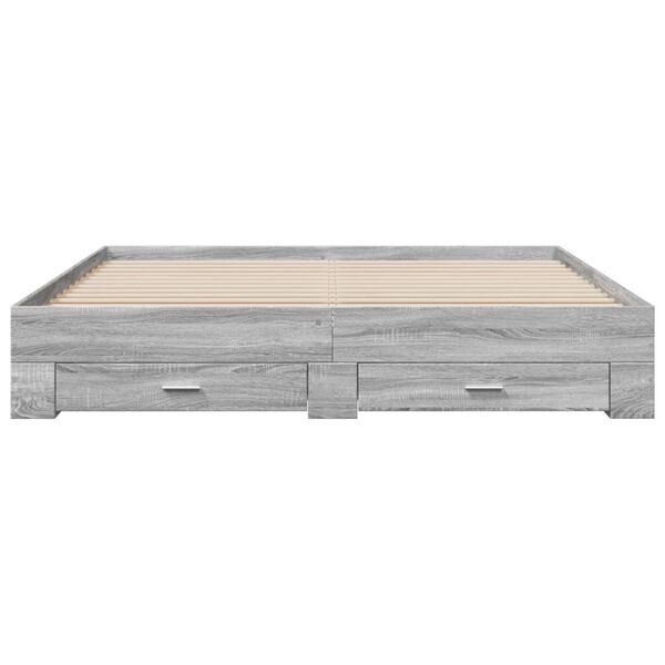 vidaXL Cadre de lit avec tiroirs sans matelas sonoma gris 200x200 cm