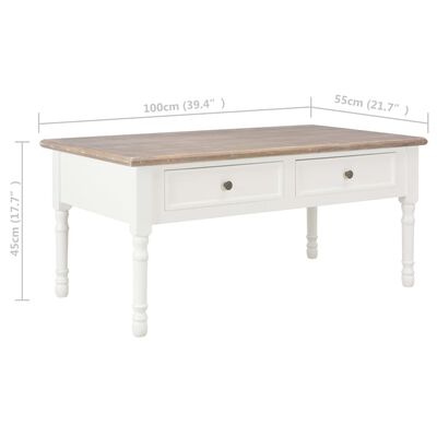 vidaXL Table basse Blanc 100 x 55 x 45 cm Bois