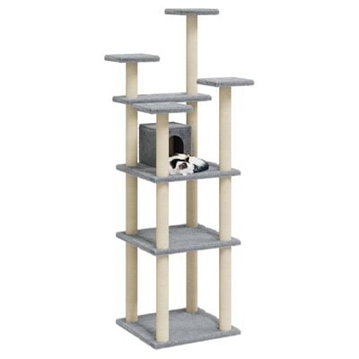 vidaXL Arbre à chat avec griffoirs en sisal Gris clair 171 cm