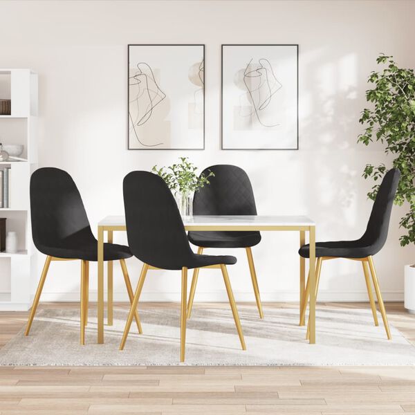 vidaXL Chaises &agrave; manger lot de 4 Noir Velours