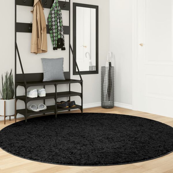vidaXL Tapis OVIEDO &agrave; poils courts noir &Oslash; 200 cm
