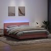 vidaXL Sommier &agrave; lattes de lit avec matelas et LED rose 180x210 cm velours