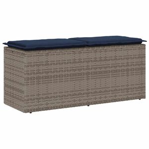 vidaXL Banc de jardin avec coussin gris 110x40x44 cm r&eacute;sine tress&eacute;e