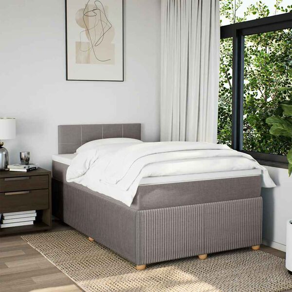 vidaXL Sommier &agrave; lattes de lit avec matelas taupe 120x190 cm tissu