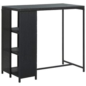 vidaXL Table de bar avec rangement Noir 120x60x110 cm R&eacute;sine tress&eacute;e