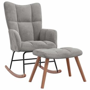 vidaXL Chaise &agrave; bascule avec repose-pied Gris clair Velours
