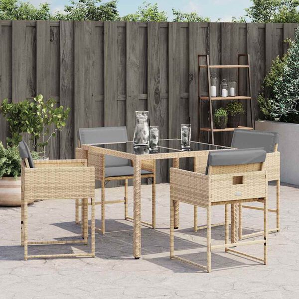 vidaXL Chaises de jardin avec coussins lot de 4 m&eacute;lange beige